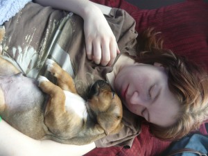 sleeping-with-her-bulldog